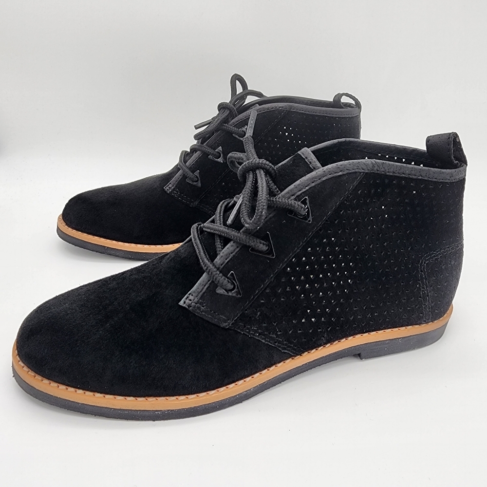 Very Volatile Borabora Black Suede Leather Perforated Lace-up Boots Size 7.5